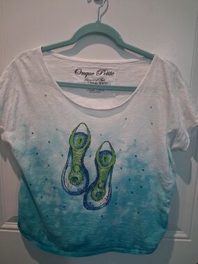 DARLING ONQUE PETITE MEDIUM BEACHY SEQUIN-EMBELLISHED FLIP-FLOPS COTTON TOP!
